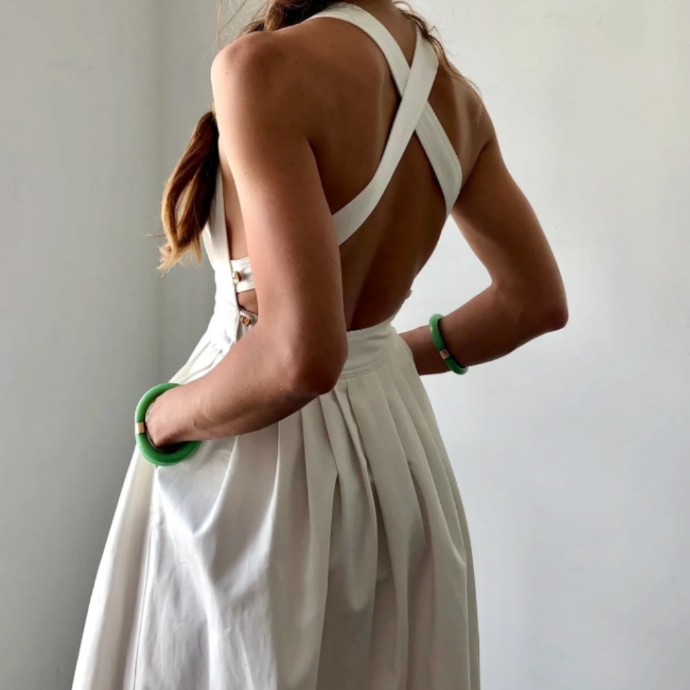 Electric Feathers traveling pinafore dress